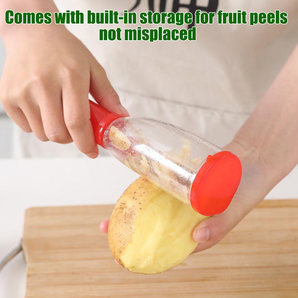 Kitchen Gadgets Built In - Pelapatate Doppio Lato Multifunzione con Contenitore