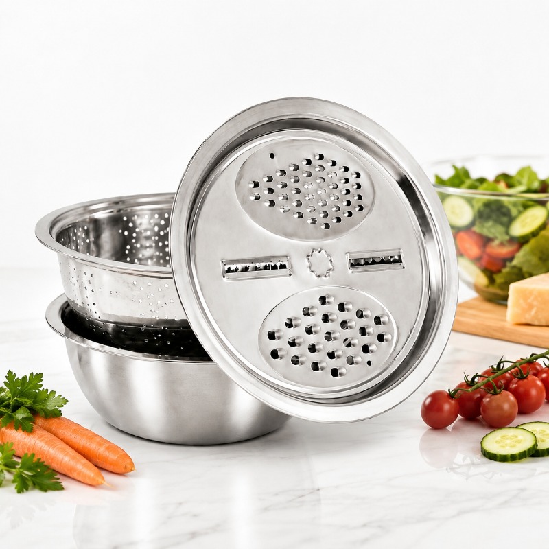 Cheese Grater Box - Set di 3 Scolapasta in Acciaio