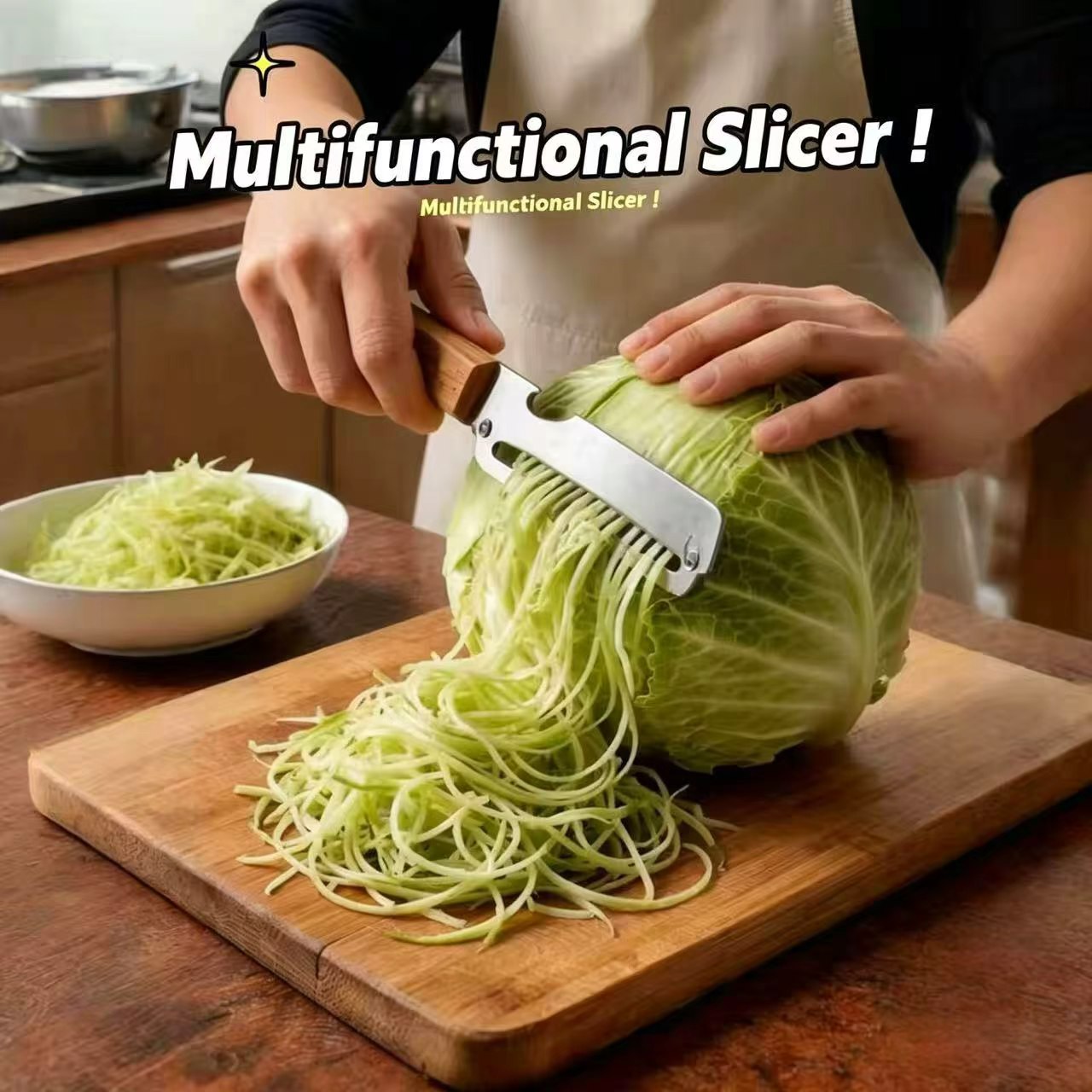 Vegetable Kitchen Gadgets - Pelapatate 3-in-1 con Manico in Legno